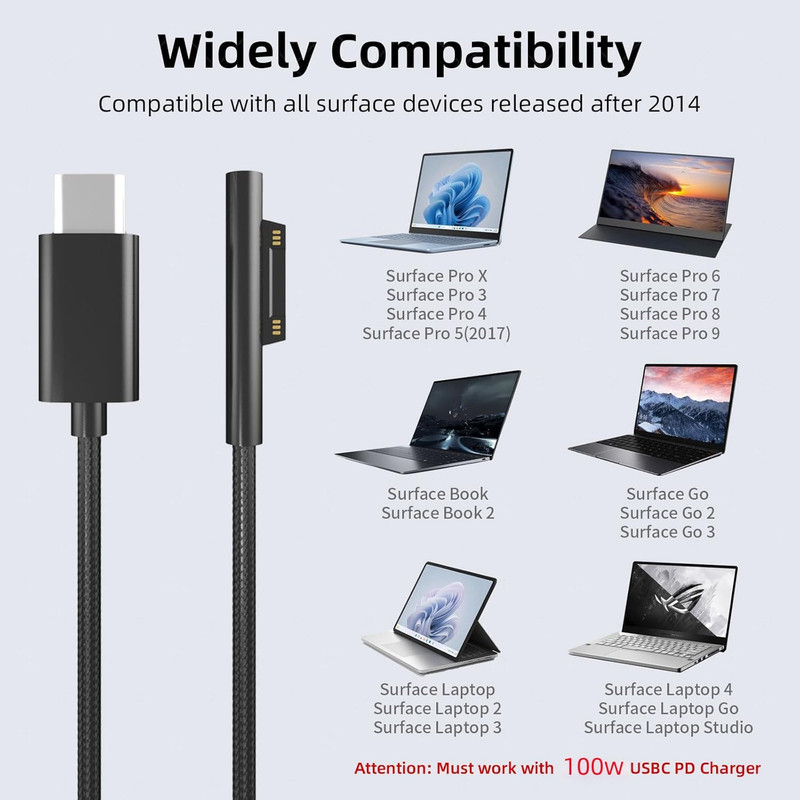 کابل تبدیل USb-c به surface نیهاتا مدل srf-49 طول 1.5 متر