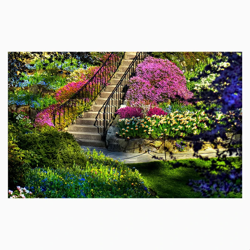فرش پارچه‌ای مدل فرشینه طرح راه پله سرسبز کد AR3058805
