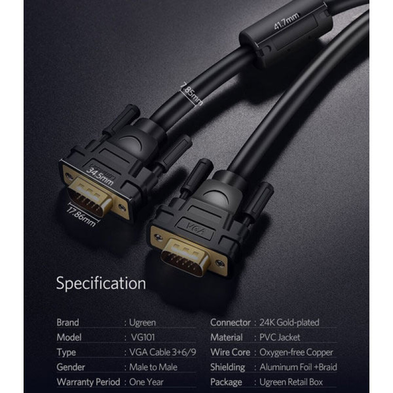 کابل VGA یوگرین مدل VG101-11673 طول 1 متر