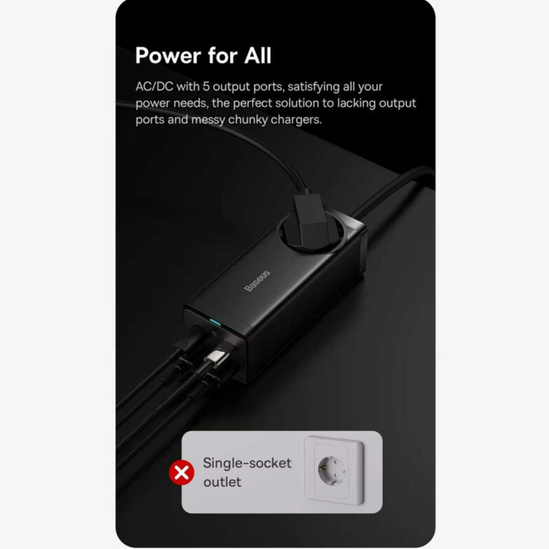 شارژر رومیزی 100 وات  بیسوس مدل CCGAN100-1ACE به همراه کابل USB-C