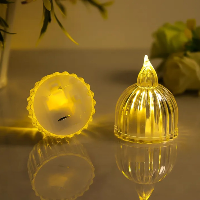 شمع ال ای دی مدل  کریستالی شفاف طرح SUN مجموعه 2 عددی