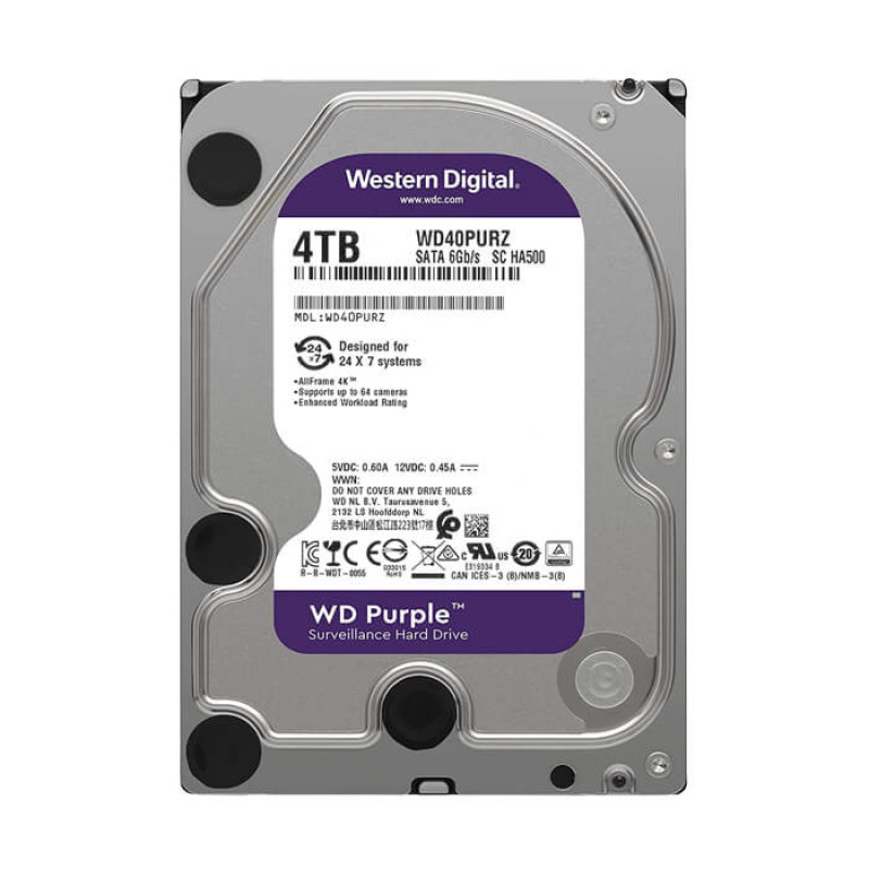 هارد دیسک اینترنال وسترن دیجیتال مدل purple wd40Purz ظرفیت ۴ ترابایت