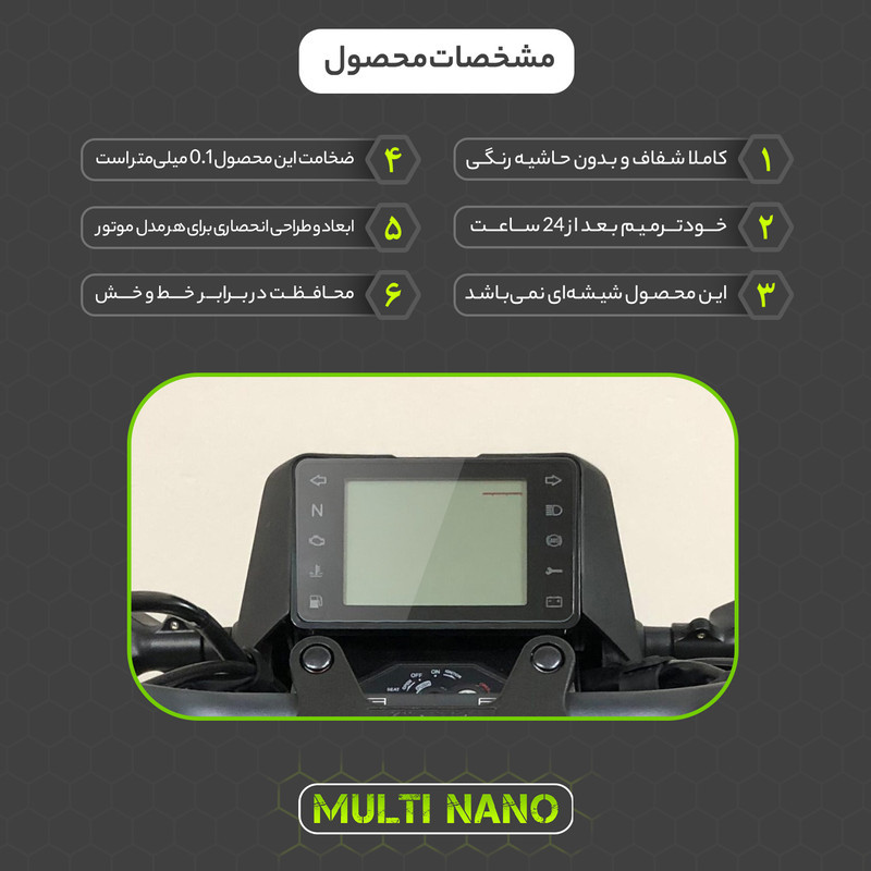 برچسب محافظ صفحه کیلومتر موتور سیکلت مولتی نانو مدل X-S1T مناسب برای زونتس Z2 200 G1 ABS