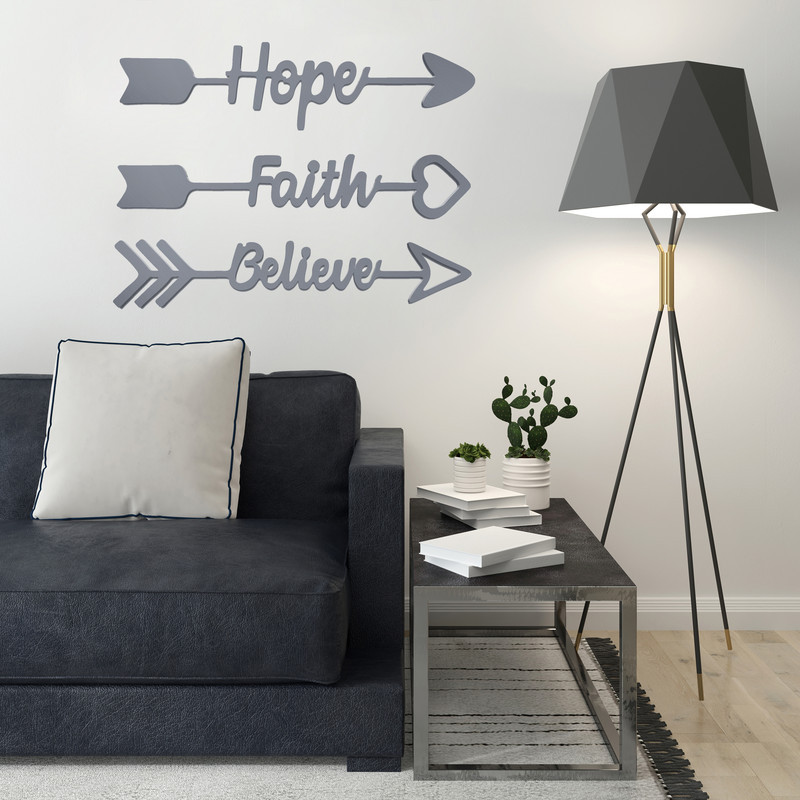 دیوارکوب آرتافرین مدل Believe Faith Hope مجموعه 3 عددی
