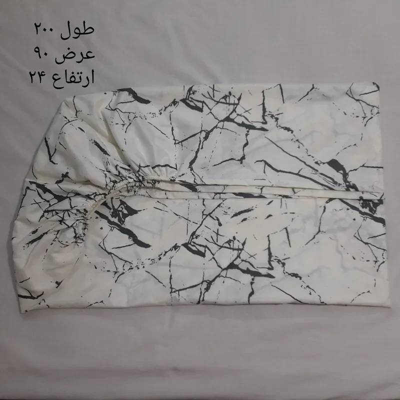سرویس ملحفه مدل کشدار ni03015 طرح مرمر کد 90 یک نفره دو تکه