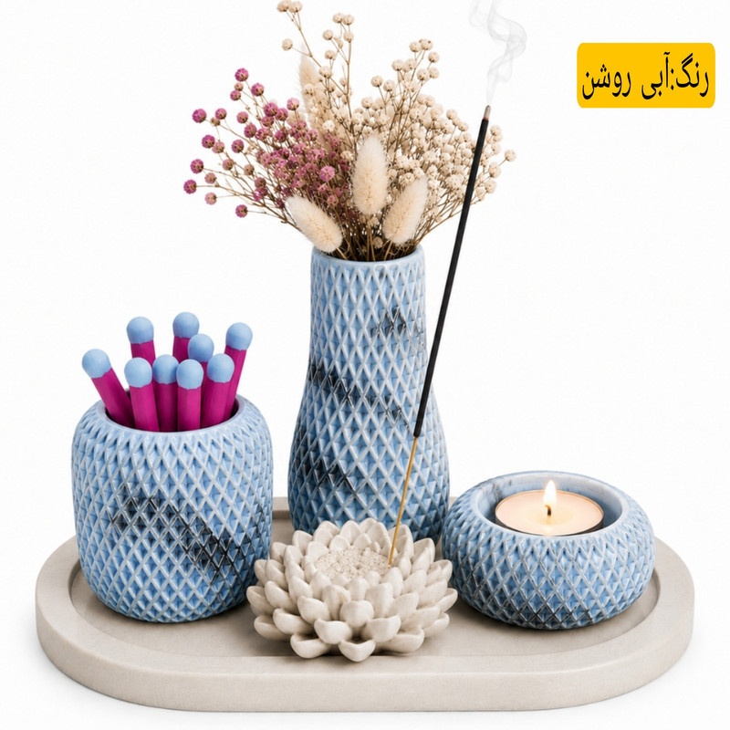 ست هدیه دکوری رومیزی مدل روژا مجموعه 5 عددی