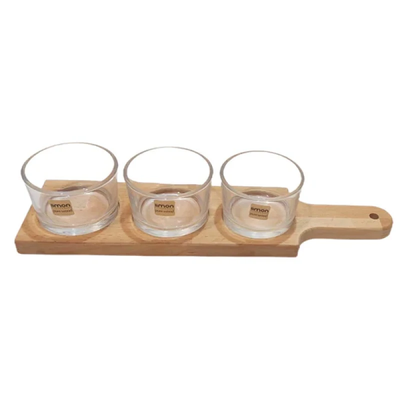 اردوخوری لیمون مدل گرد پایه چوبی کد RM37 مجموعه 3 عددی