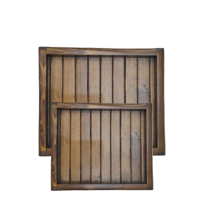 سینی سرو چوبی مدل nr2024، مجموعه 2 عددی، ابعاد سینی بزرگ 30×34 سانتی‌متر و ابعاد سینی کوچک 30×22 سانتی‌متر
