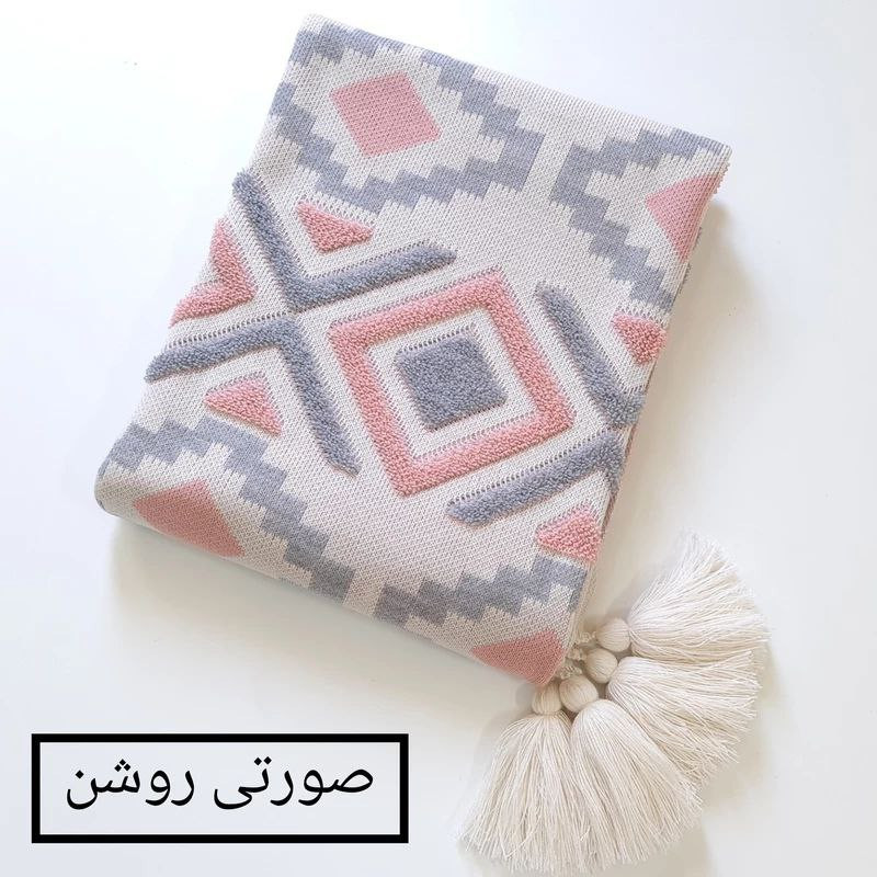 شال مبل و تخت مدل پانچدوزی سایز 142×175 سانتیمتر