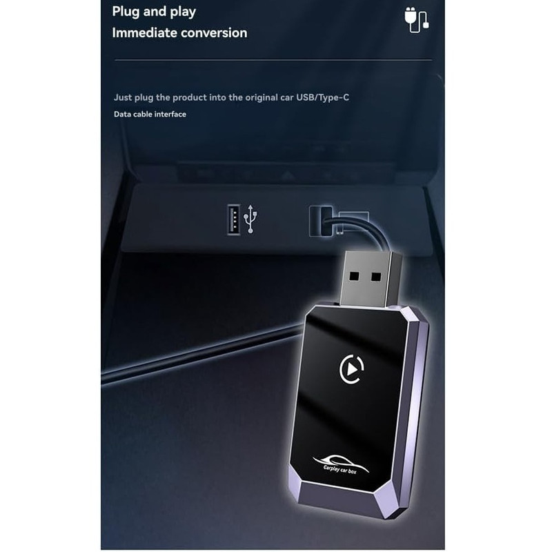 کارپلی و اندروید اتو مدل Wireless CarPlayAndroid Auto Q1Y به همراه مبدل USB به USB-C