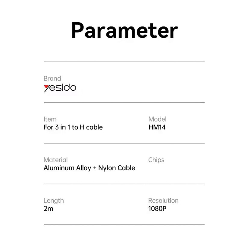 کابل تبدیل HDMI به لایتنینگ  microUSB USB-C یسیدو مدل HM14 طول 2 متر