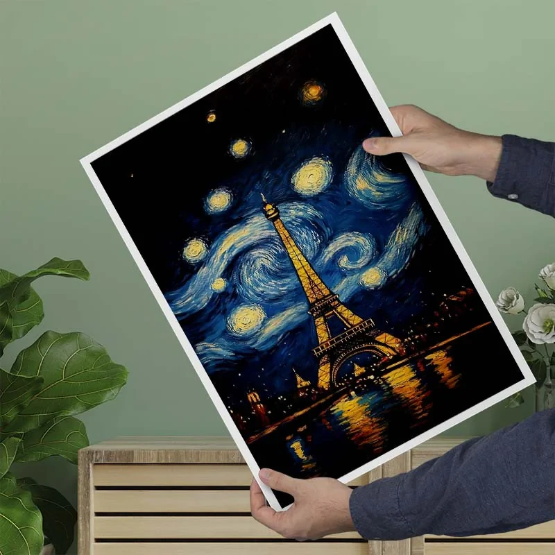 پوستر کارنيکا طرح شب پرستاره فانتزی ون‌گوگ Fantasy Starry Night Van Gogh کد 51303 مجموعه 8 عددی