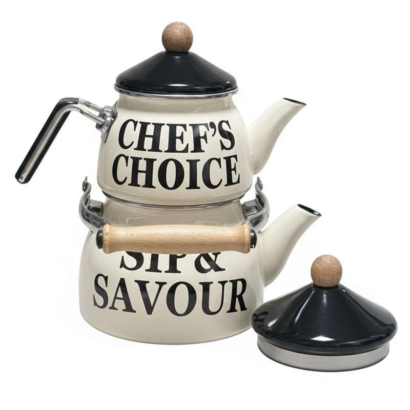 ست کتری و قوری شاهین مدل CHEF گنجایش کتری 2.1 لیتر و گنجایش قوری 1.1 لیتر