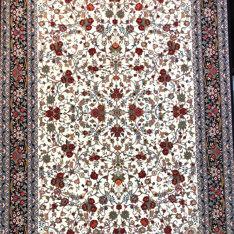 فرش ماشینی ستاره کویر یزد مدل شاهکارنوین کد n-110 زمینه کرم