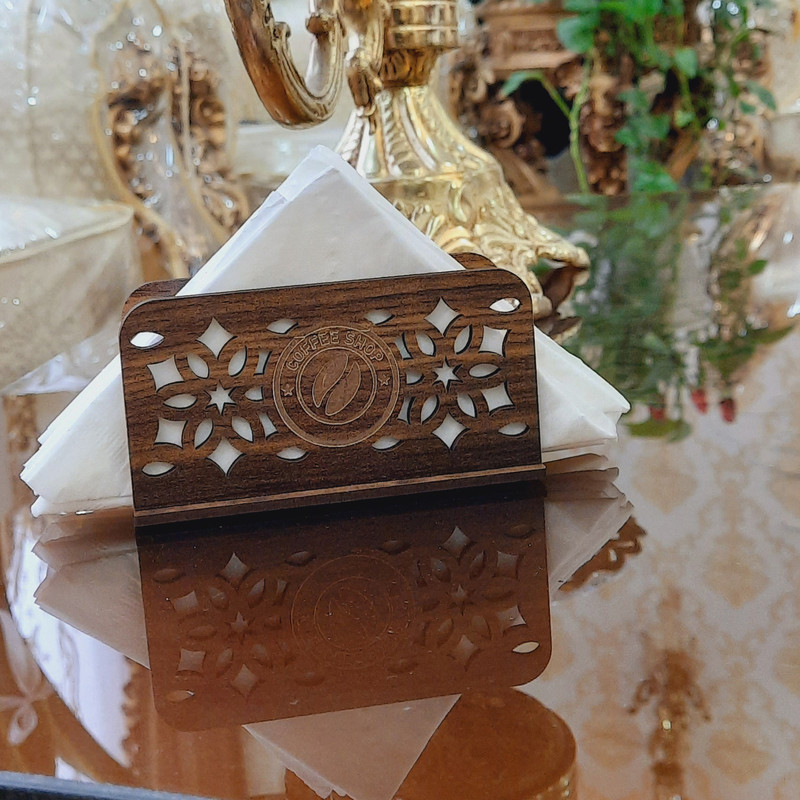 جای دستمال کاغذی تیکما مدل چوبی  کافی تایم کد KIT D4B بسته 2 عددی