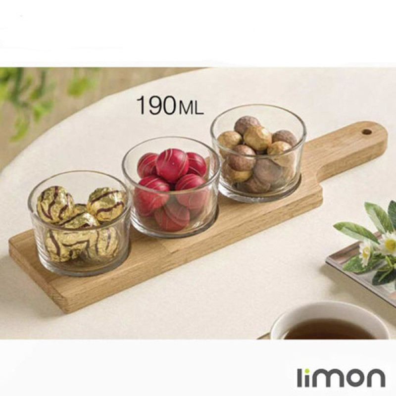 اردوخوری لیمون مدل گرد پایه چوبی کد RM37 مجموعه 3 عددی