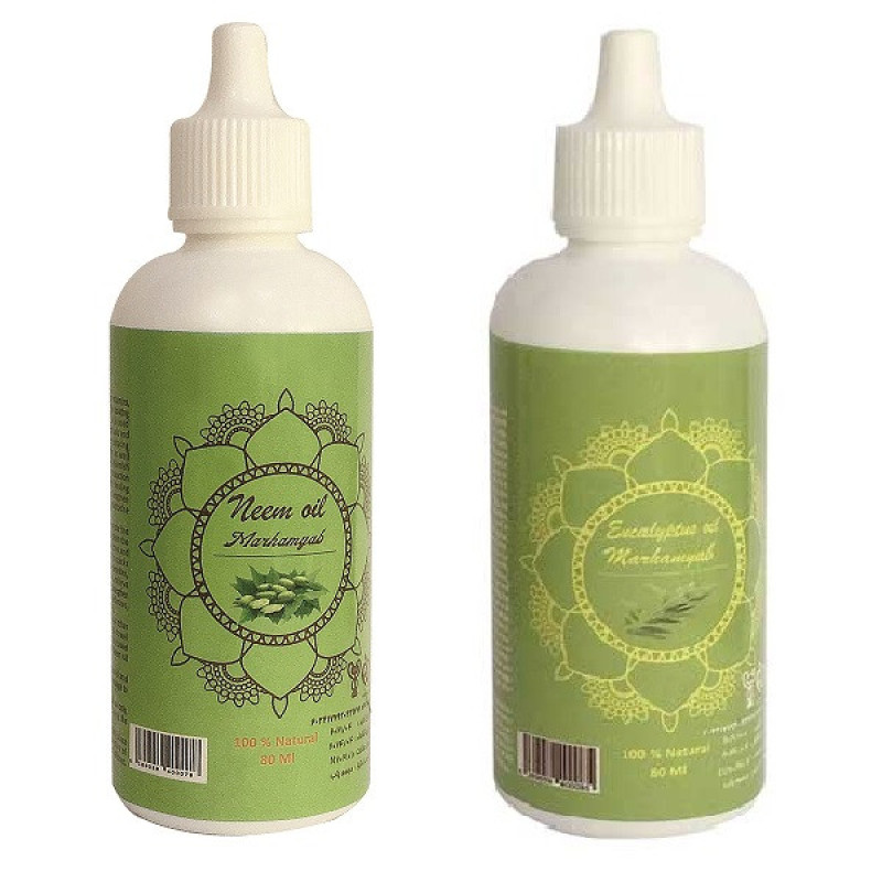 روغن تقویت کننده مو، مژه و ابرو مرهم یاب مدل اکالیپتوس و چریش حجم 80 میلی لیتر مجموعه 2 عددی