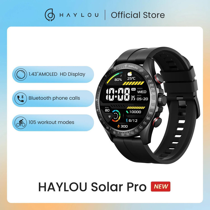 ساعت هوشمند 46.5 میلیمتری هایلو مدل Solar Pro با بند سیلیکونی