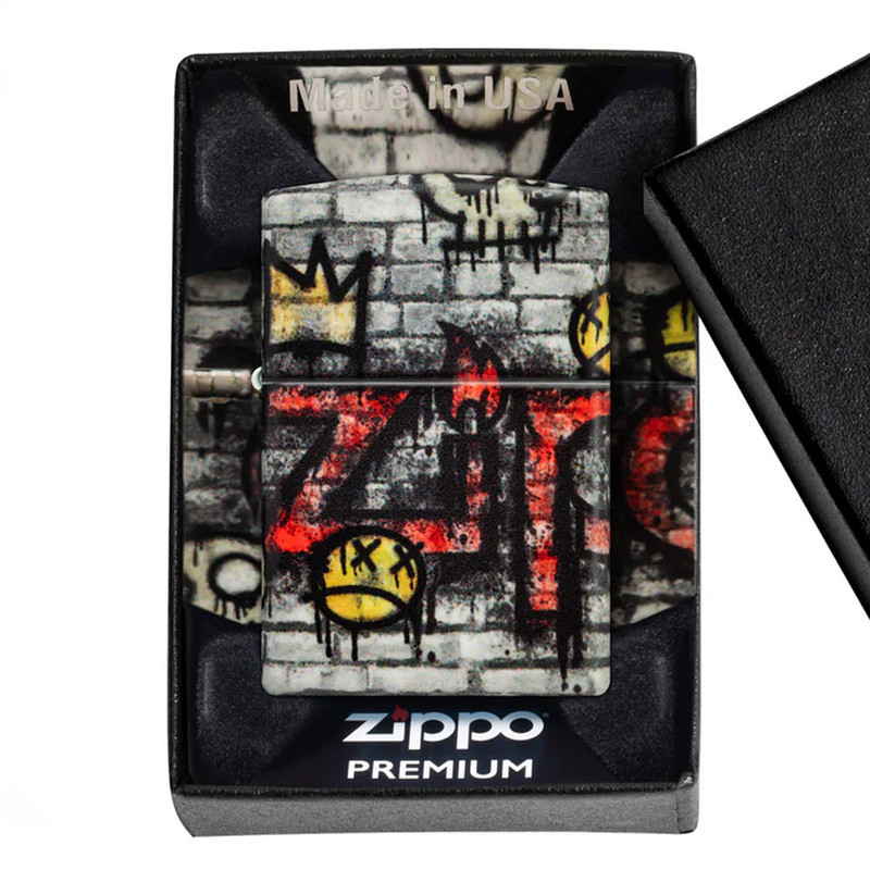 فندک بنزینی زیپو مدل 46282 49352 ZIPPO STREET ART DESIG طرح گرافیتی لوگو زیپو