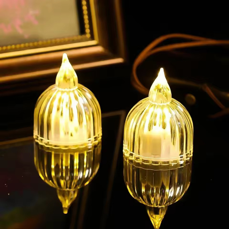 شمع ال ای دی مدل  کریستالی شفاف طرح SUN مجموعه 2 عددی
