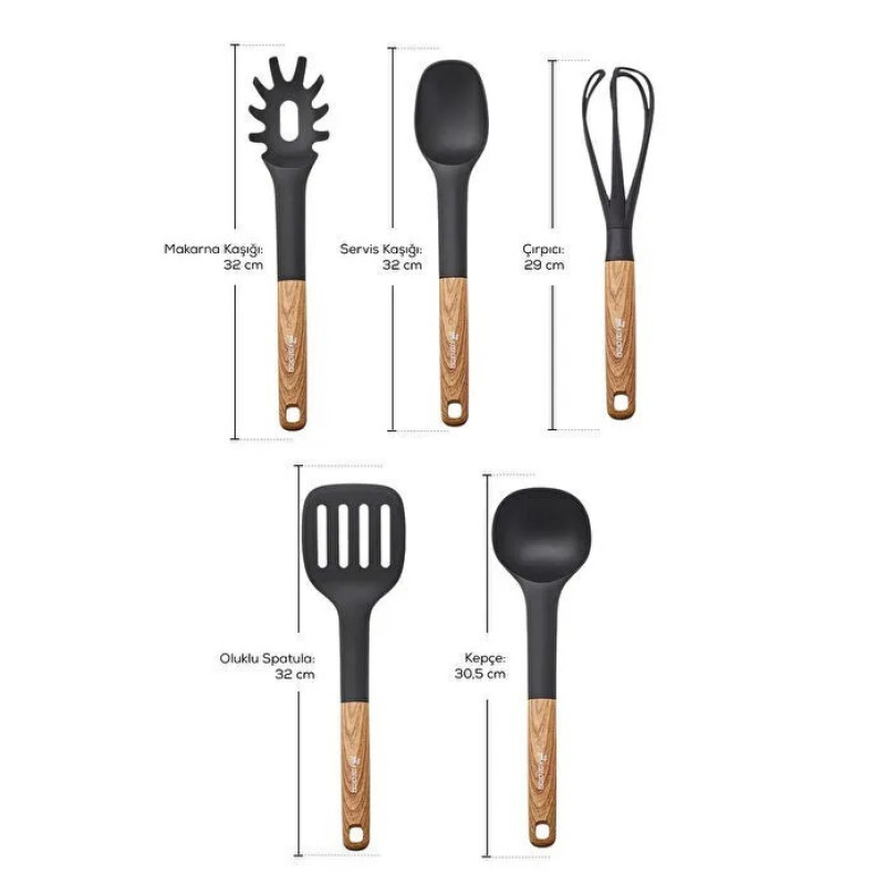 سرویس کفگیر و ملاقه 5 پارچه کاراجا مدل Brownwood