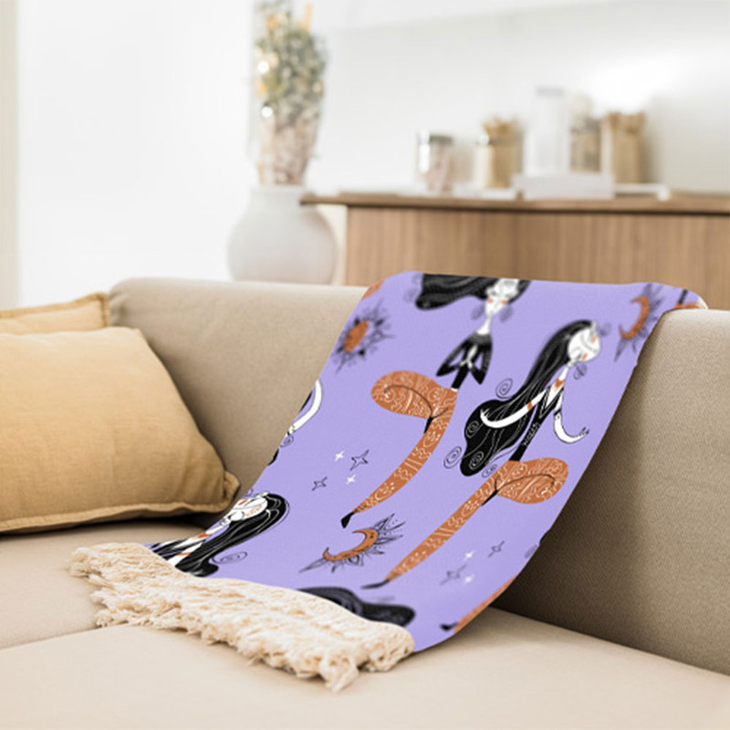 شال مبل طرح دختر یوگا کار کد Q2DH1003 سایز 100x180 سانتی متر