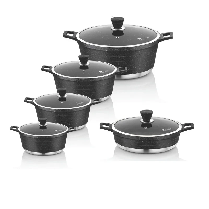 سرویس قابلمه و تابه گرانیتی 10 پارچه نیولایف مدل AFRA-6310