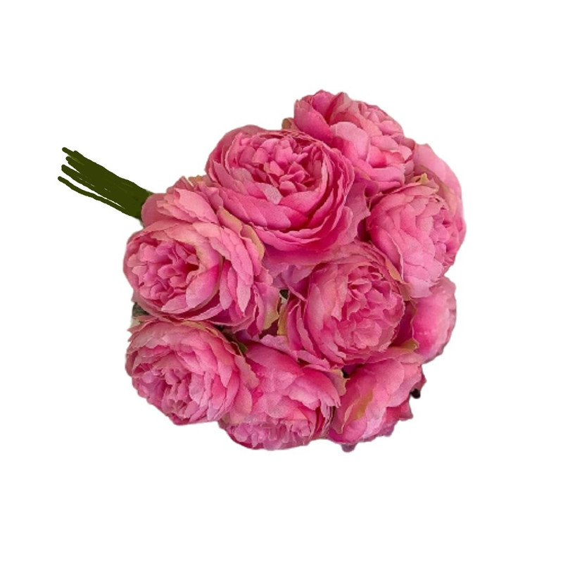 گل مصنوعی پیونی مدل pa-1062، دسته 10 شاخه‌ای پارچه‌ای قابل شستشو، ابعاد 20×20×38 سانتی‌متر، وزن 400 گرم