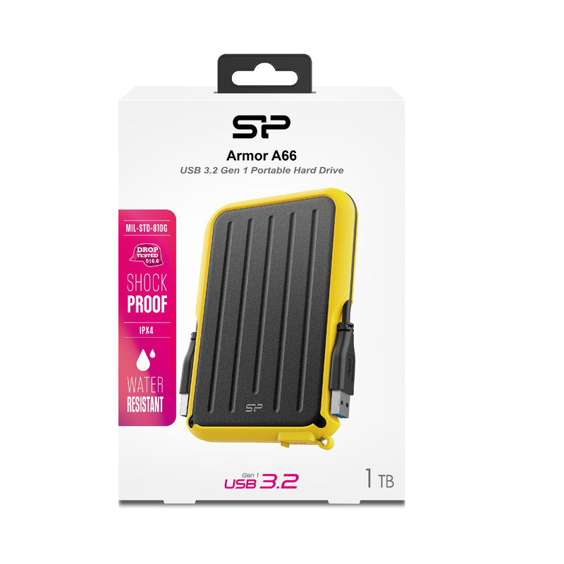 هارد اکسترنال سیلیکون پاور مدل Armor A66 ظرفیت یک ترابایت دارای رابط USB Type-A 3.2