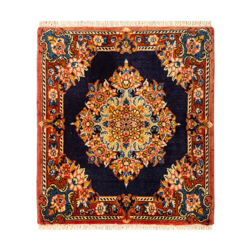 فرش دستبافت ربع متری طرح ساروق کد 45P633 زمینه سرمه ای