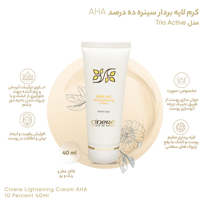 کرم لایه بردار سینره ده درصد AHA حجم 40 میلی لیتر