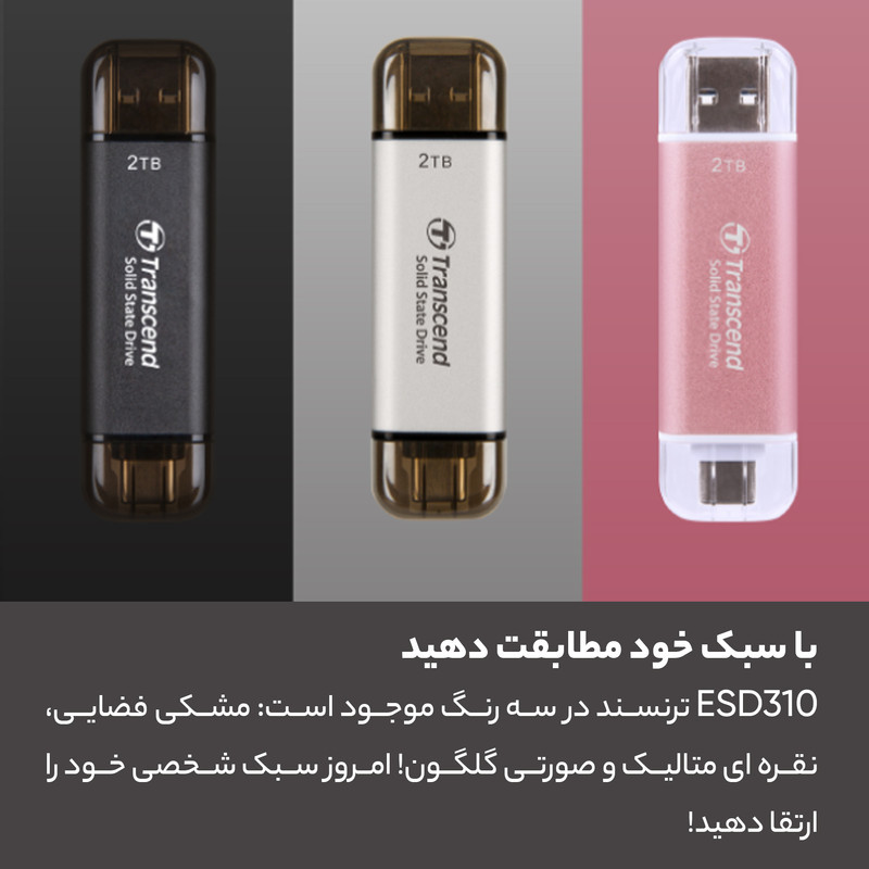 حافظه‌ی SSD اکسترنال ترنسند مدل ESD310C ظرفیت 1 ترابایت