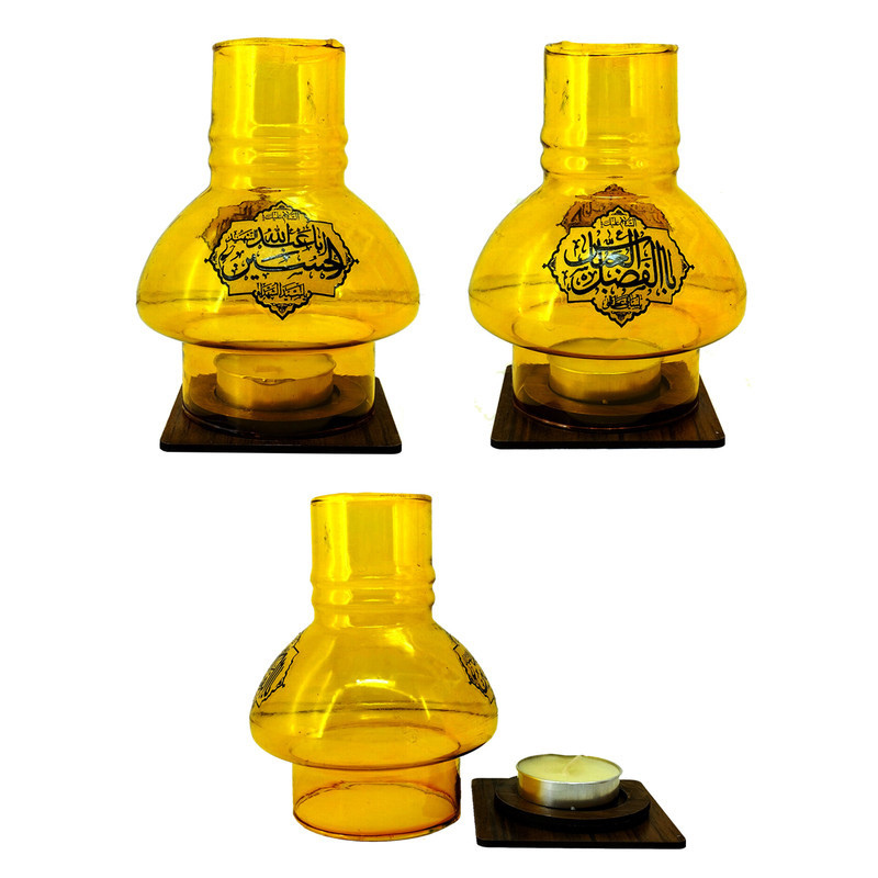 جاشمعی مدل مذهبی پایه چوبی طرح السلام علیک یا اباالفضل ع و السلام علیک یا اباعبدالله ع کد 102667