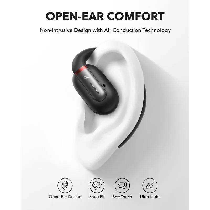 هدفون بلوتوثی انکر مدل Soundcore V30i بدون قابلیت نویز کنسلینگ، درگاه شارژ USB Type-C، دارای 4 میکروفون با فناوری هوش مصنوعی، مقاوم در برابر آب و تعریق با تکنولوژی SweatGuard