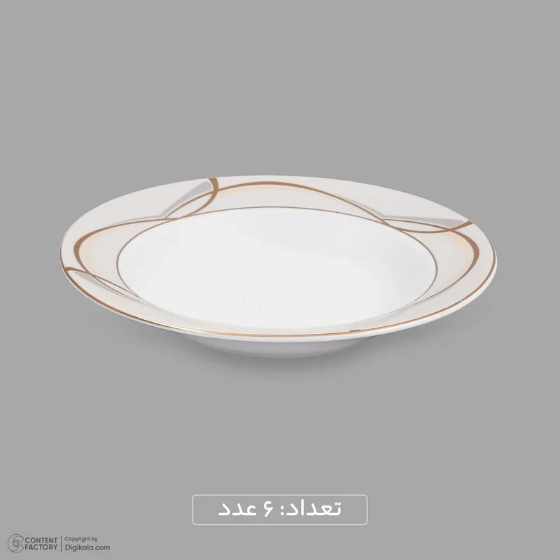 سرویس 20 پارچه چینی دینووا ساینا طرح گرد نسخه 6، قابل شستشو با دست و ماشین ظرفشویی، شامل 6 بشقاب غذاخوری، 6 بشقاب خورش‌خوری، 6 پیش‌دستی، ظرف سرو پنیر و تخته سرو