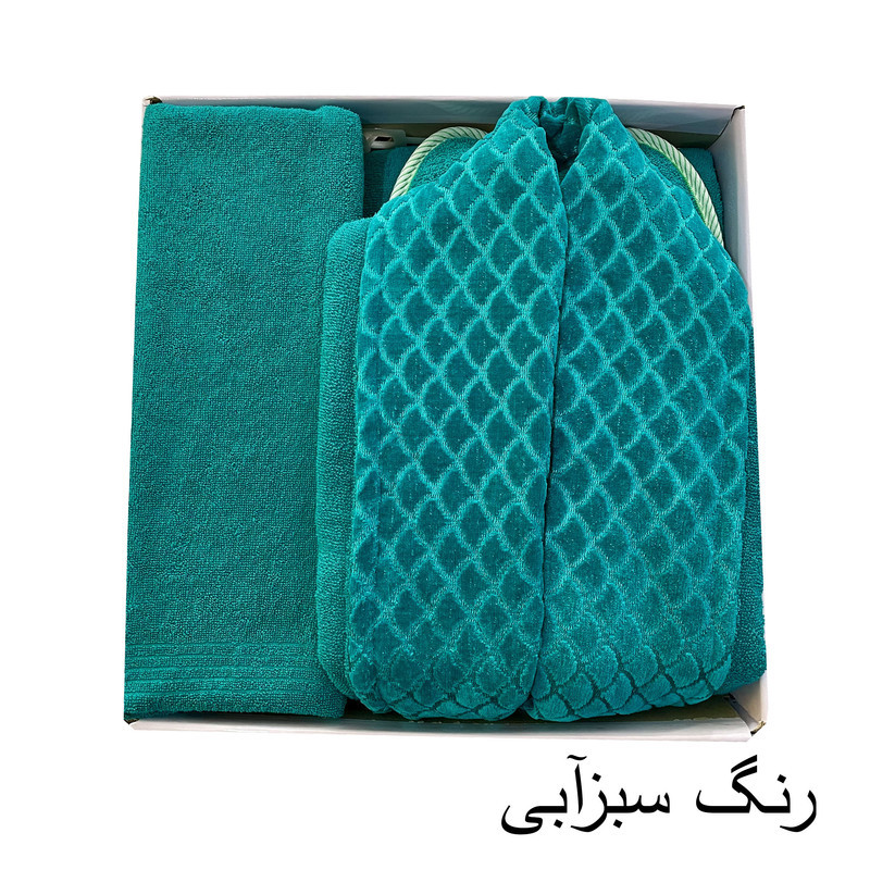 سرویس حوله پالتویی ۳ تکه هنرمند مدل درسا سایز ۱۲۵