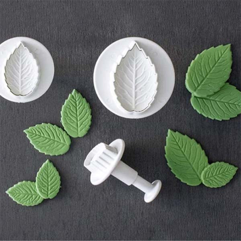 قالب شیرینی نگین مدل برگ گل رز مجموعه 3 عددی
