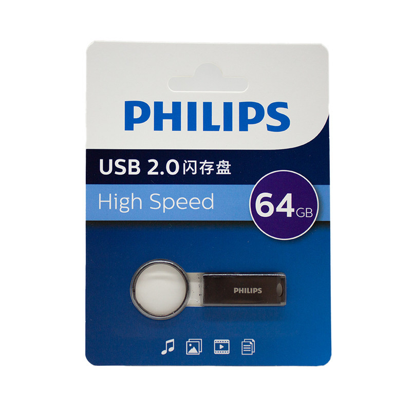 فلش مموری 64 گیگابایت فیلیپس مدل FM21UA-B با رابط USB 2.0، سرعت خواندن 30 و نوشتن 15 مگابایت بر ثانیه، سازگار با ویندوز، مک و لینوکس، بدنه ضد خش و ضد اثر انگشت