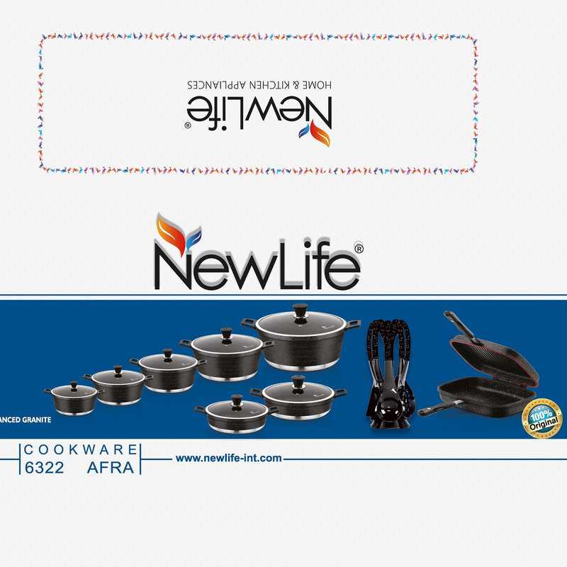 سرویس قابلمه و تابه گرانیتی 22 پارچه نیولایف مدل AFRA-6322