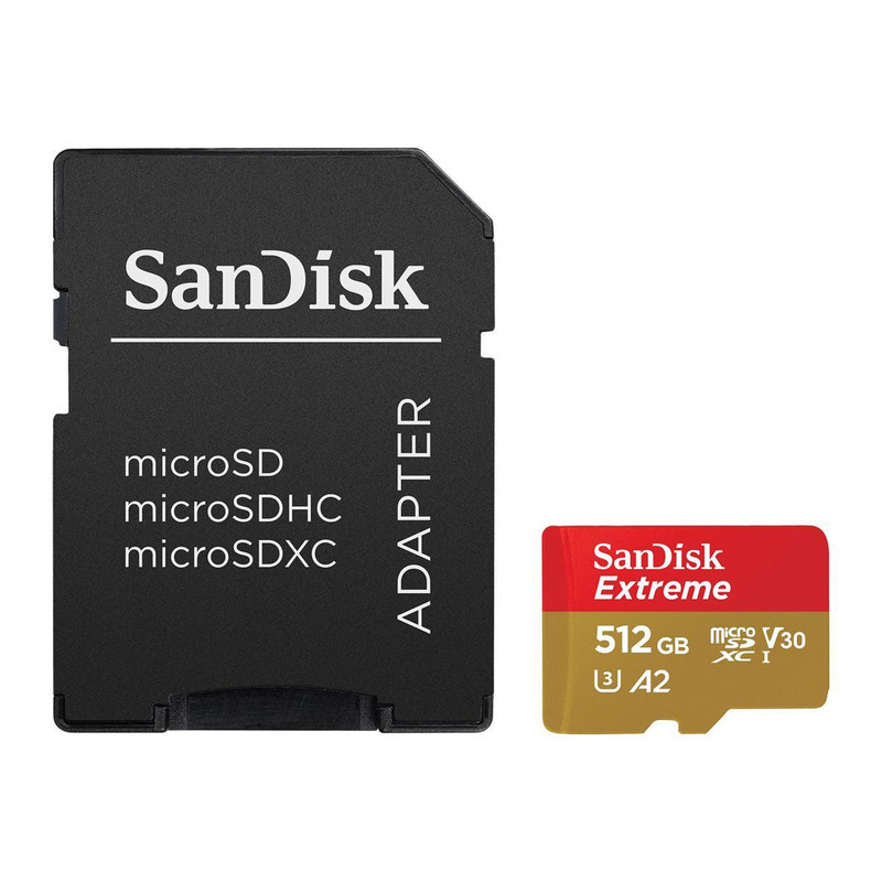 کارت حافظه microSDXC سن دیسک مدل Extreme کلاس A2 استاندارد UHS-I U3 سرعت 190MBps ظرفیت 512 گیگابایت
