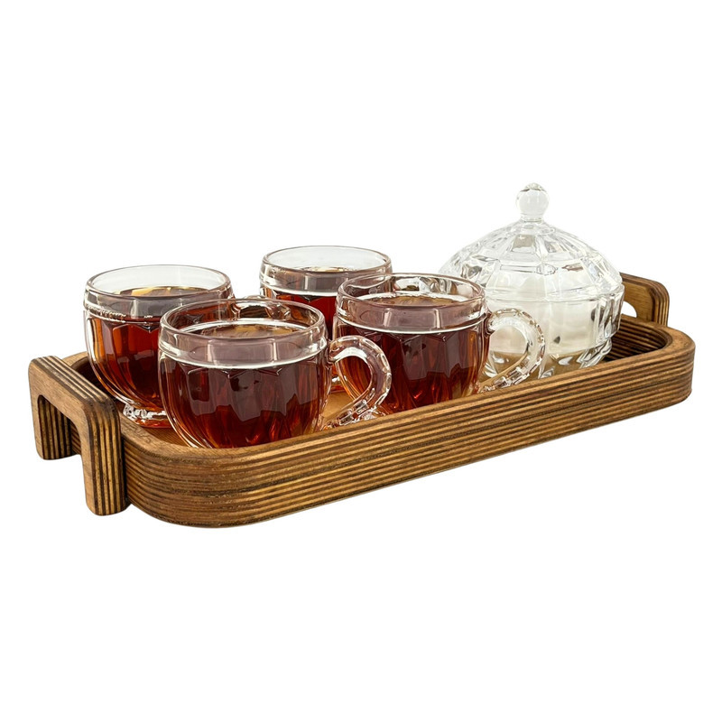 سینی مدل دسته دار چوبی کد SN05S مجموعه 3 عددی