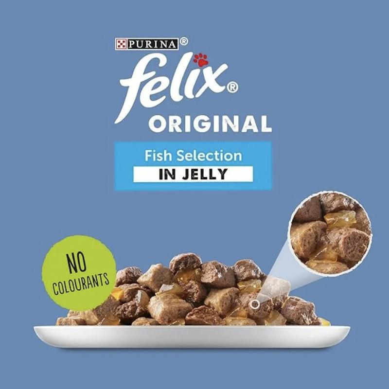 پوچ گربه بالغ فلیکس مدل Fish Selection in Jelly طعم ماهی بسته 12 عددی