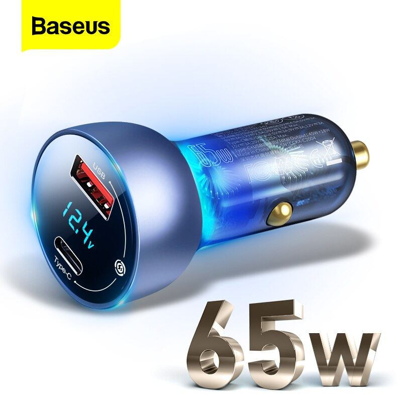 شارژر فندکی 65 وات باسئوس مدل Particular Digital Display QC+PPS
