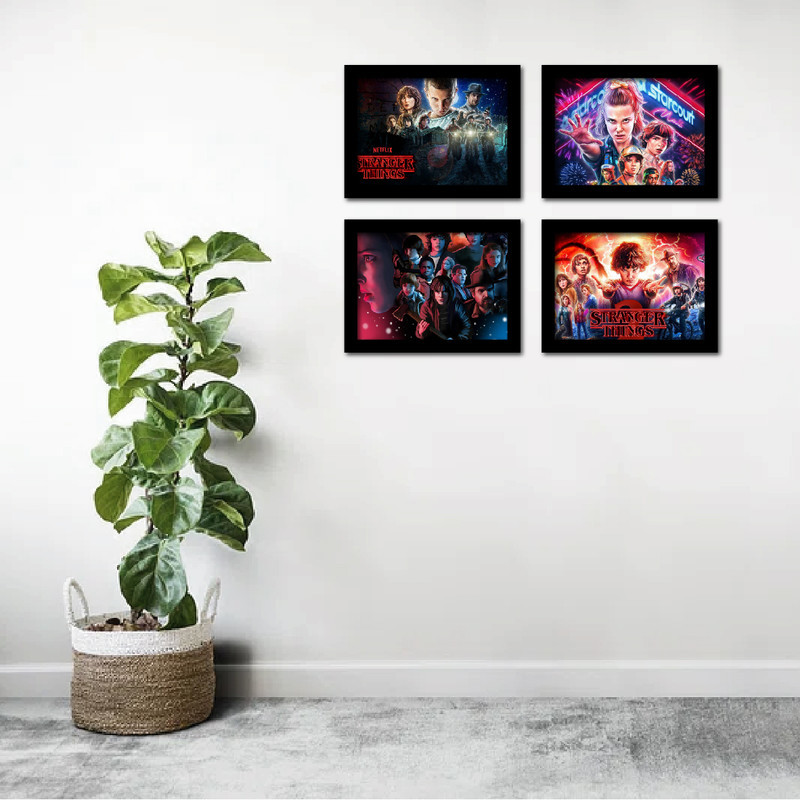 تابلو مدل چیز های عجیب طرح stranger things مجموعه 4 عددی