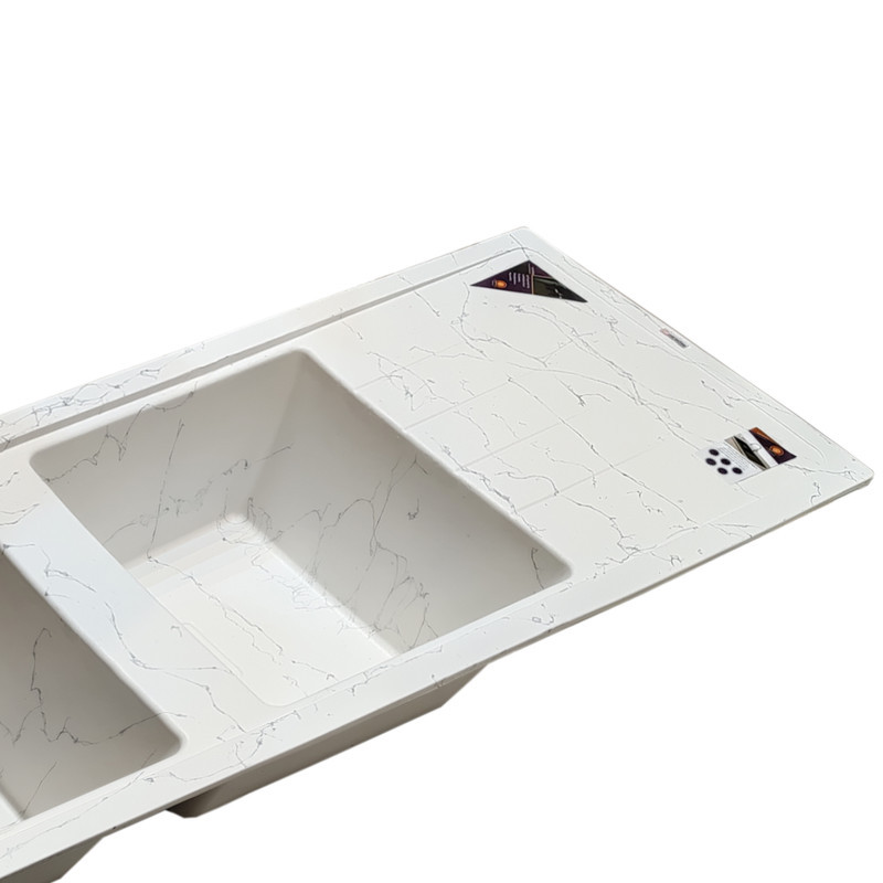 سینک ظرفشویی گرانیت توکار دو لگنه پارادایز مدل Carlo-Italy-414-WS