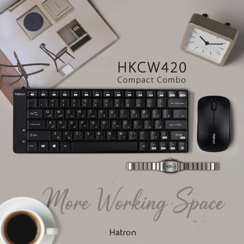 کیبورد و ماوس بی سیم هترون مدل HKCW420