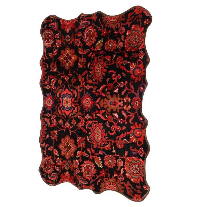 فرش دستبافت1.5 متری کارپینوس طرح ننج ملایر مدل دالبر مدرن عتیقه زمینه سورمه ای