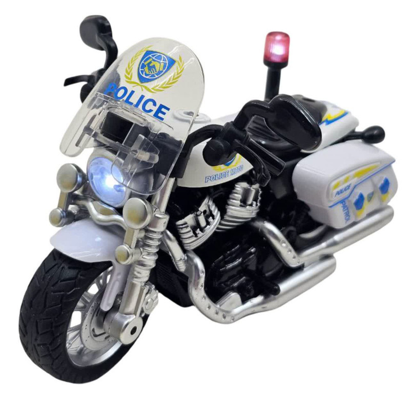 موتور بازی ناب سل مدل پلیس فلزی موزیکال چراغدار عقب کش کد Pull-back musical metal police car with lights