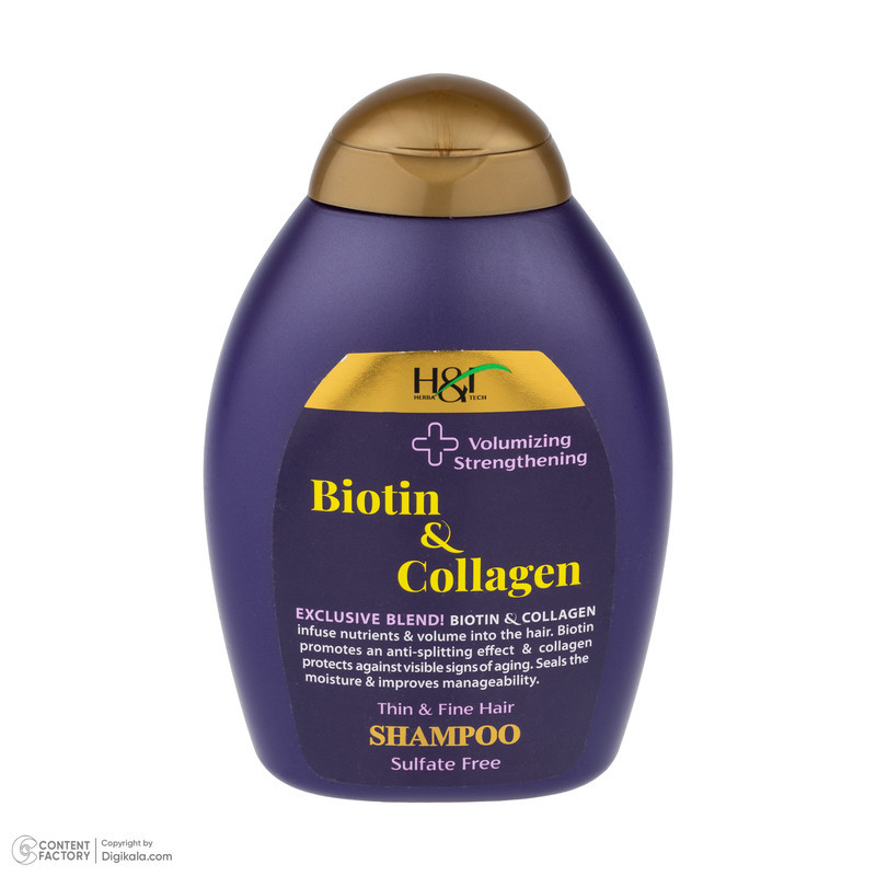 شامپو مو هرباتک مدل Biotin & Collagen مناسب برای موهای کم حجم و نازک حجم 385 میلی لیتر