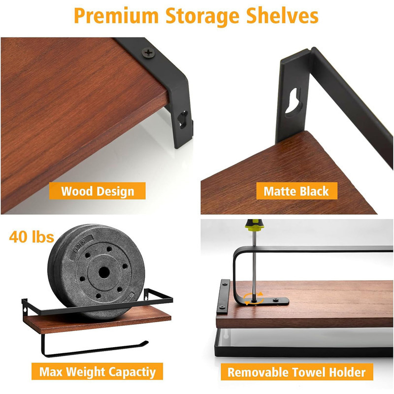 شلف دیواری حمام wood-steel مدل S